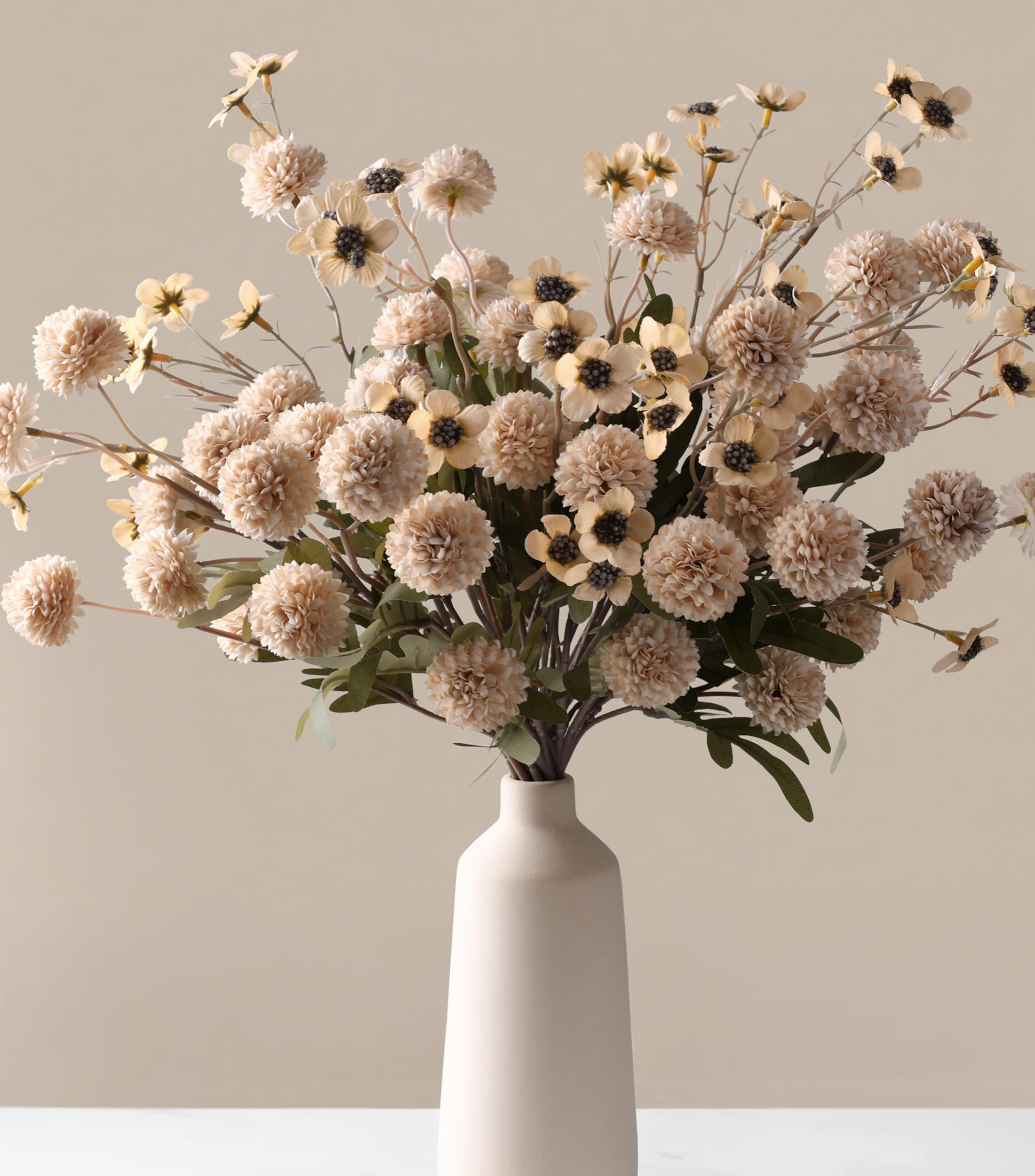 HyeFlora Fake Kiku Flowers,Faux Silk Pompon Mums 40heads Artificial Flowers,Chrysanthemum Stems F... | Amazon (US)