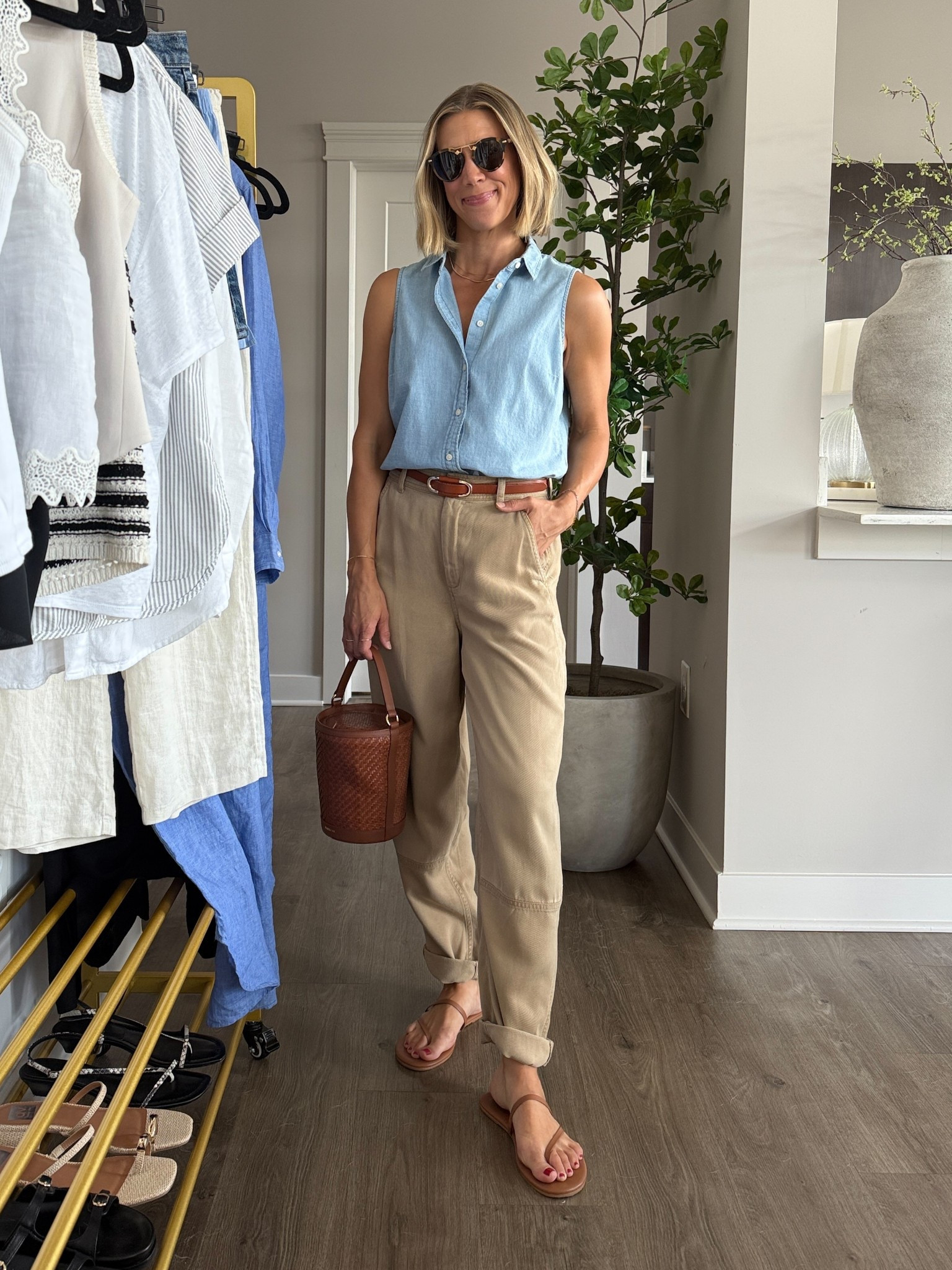 Wearing 0 chino pants, medium chambray shirt, small belt, sandals tts

#LTKFindsUnder50 #LTKFindsUnder100 #LTKStyleTip