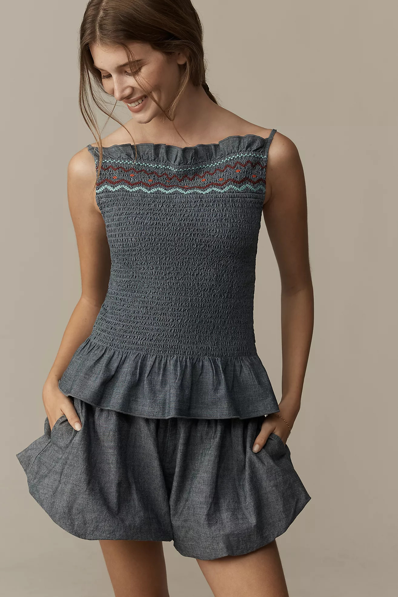 By Anthropologie Cotton Smocked Tank | Anthropologie (US)