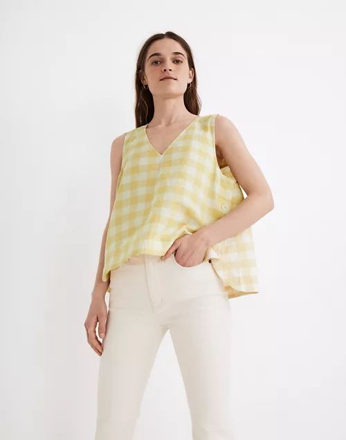 Side-Button Tank Top in Gingham Check | Madewell