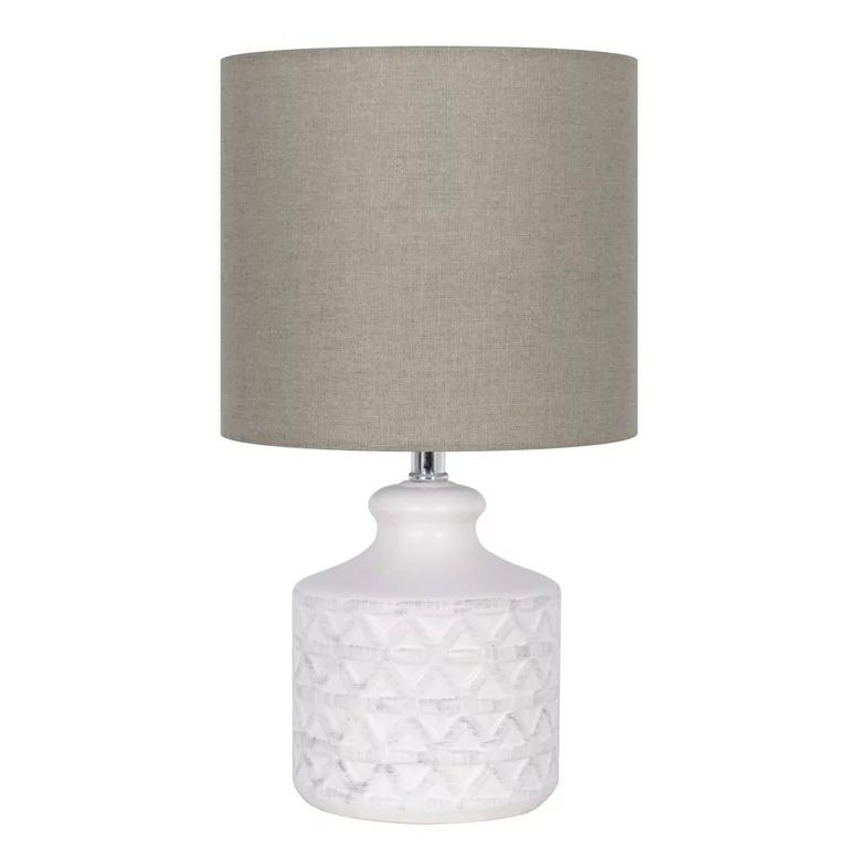 Better Homes & Gardens Gray Ceramic Diamond Pattern Table Lamp with Gray Shade, 15"H | Walmart (US)