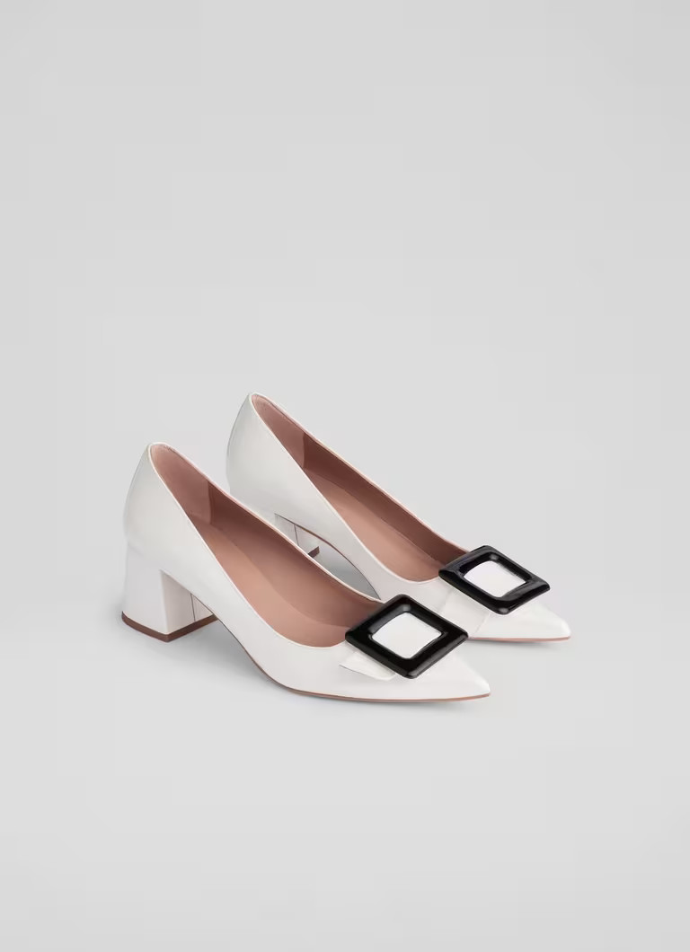 Tia White And Black Covered Buckle Courts | L.K. Bennett (UK)