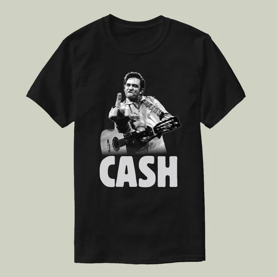Johnny Cash Singing Classic T-Shirt, Johnny Cash Middle Finger T-Shirt, Country Music T-Shirt, Re... | Etsy (US)