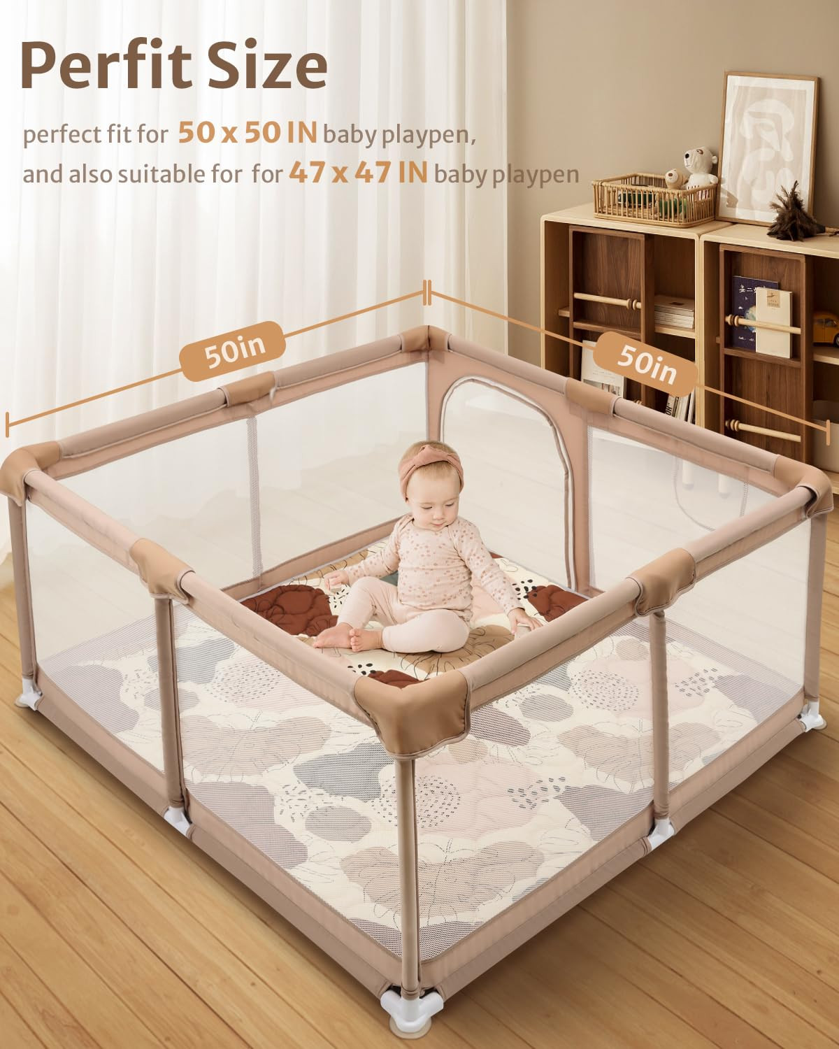 Blissful Diary Baby Play Mats for Floor, 50x50 Crawling Mat for Playpen, Thicken Soft Padding Foa... | Amazon (US)