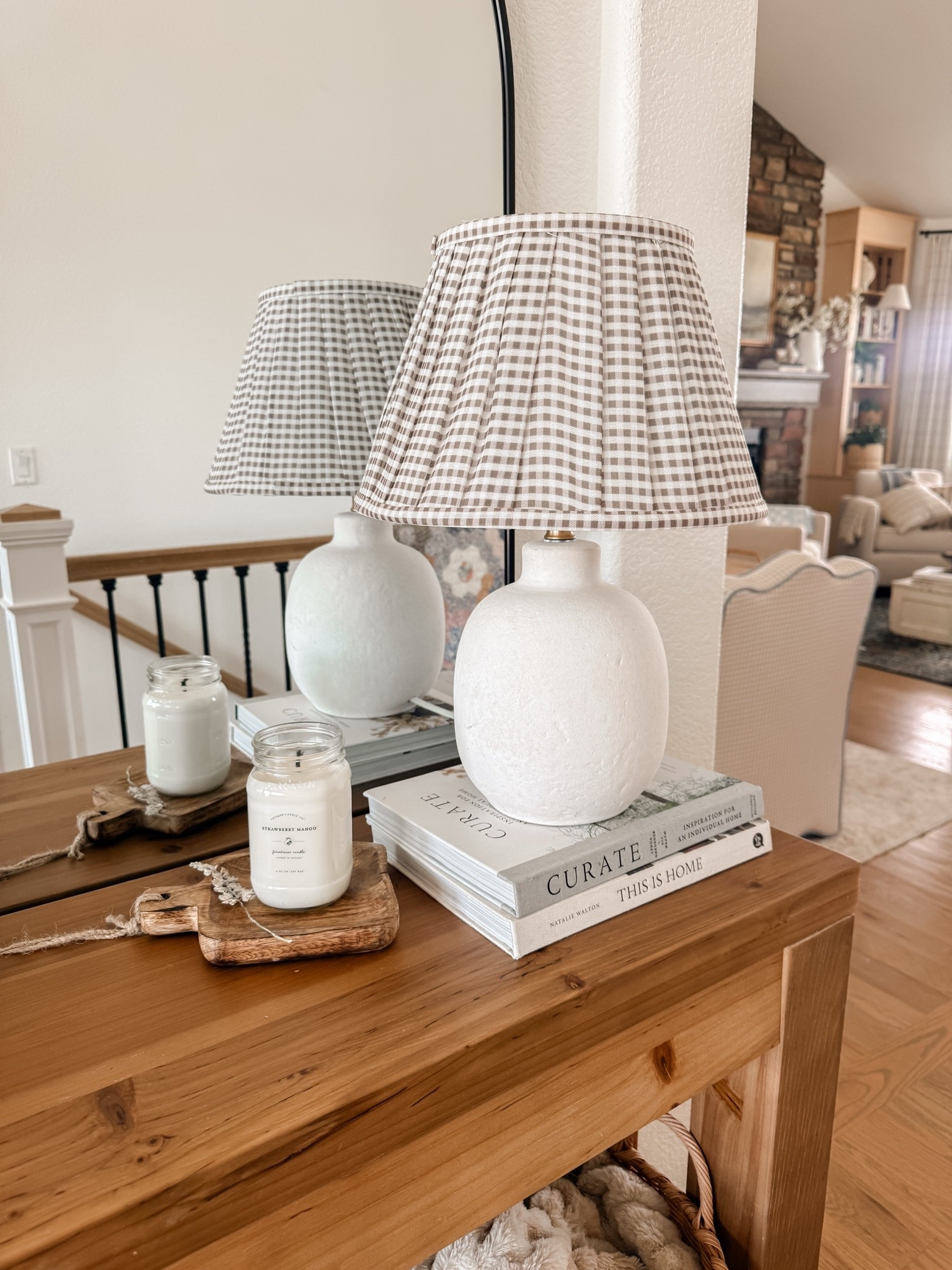 My favorite gingham lamp shade from Target is back in stock!! I have 4 of these now 🙌🙌