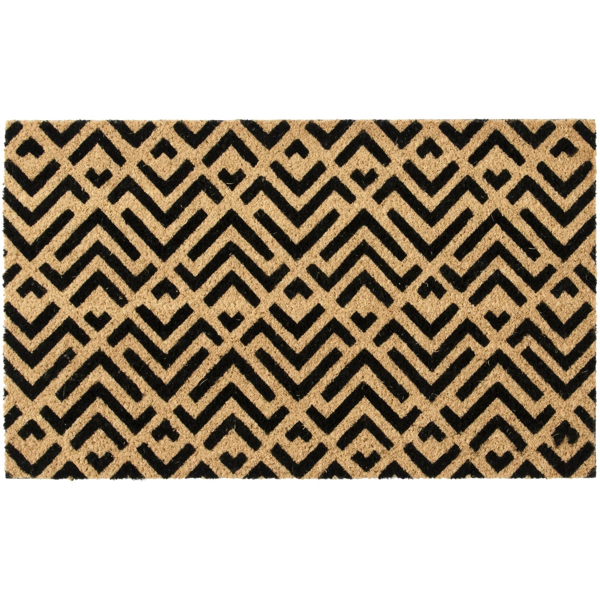 Mainstays Black Geometric Triangle Pattern Coir Outdoor Doormat, 18"x30" | Walmart (US)
