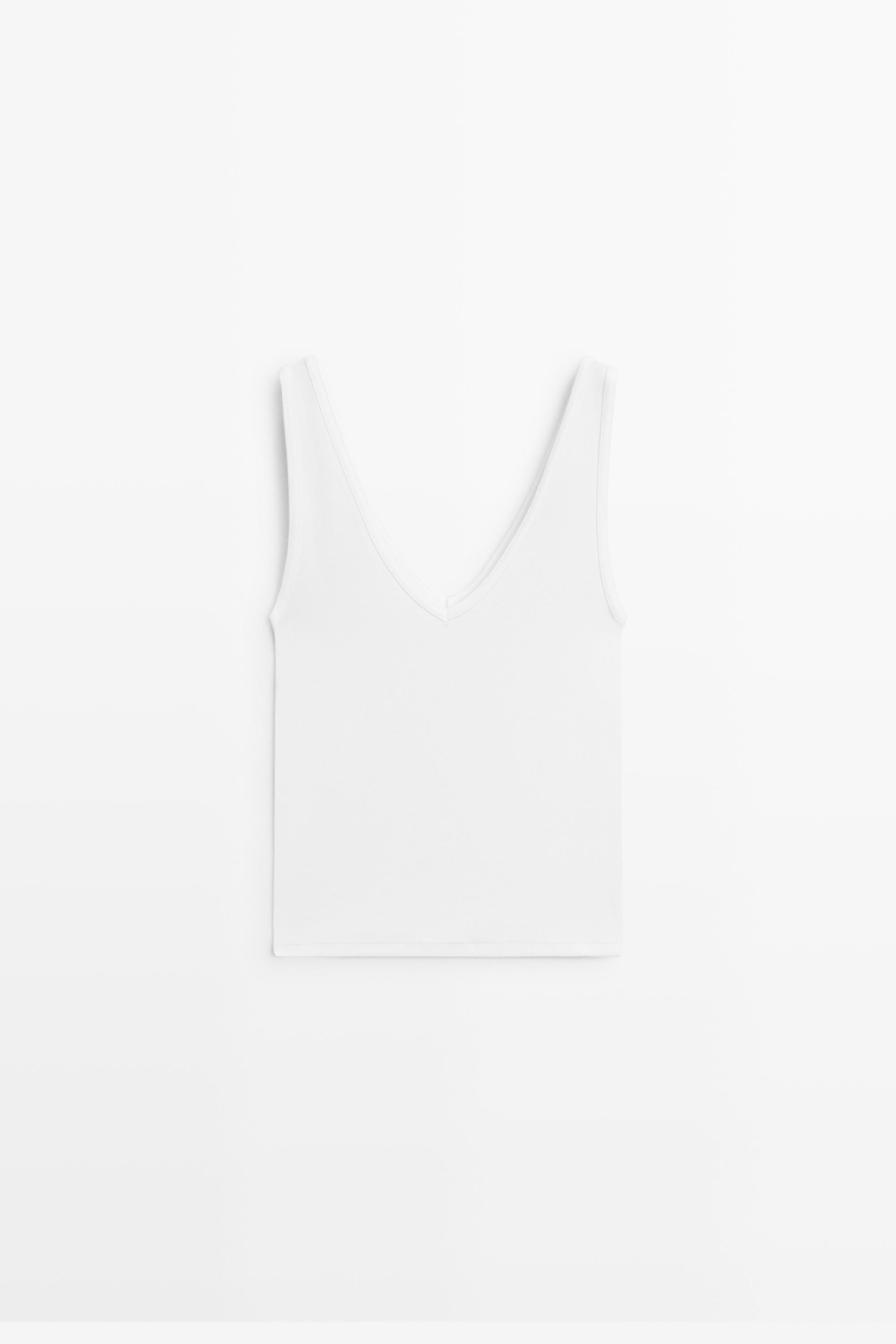 Cotton blend strappy top | Massimo Dutti UK