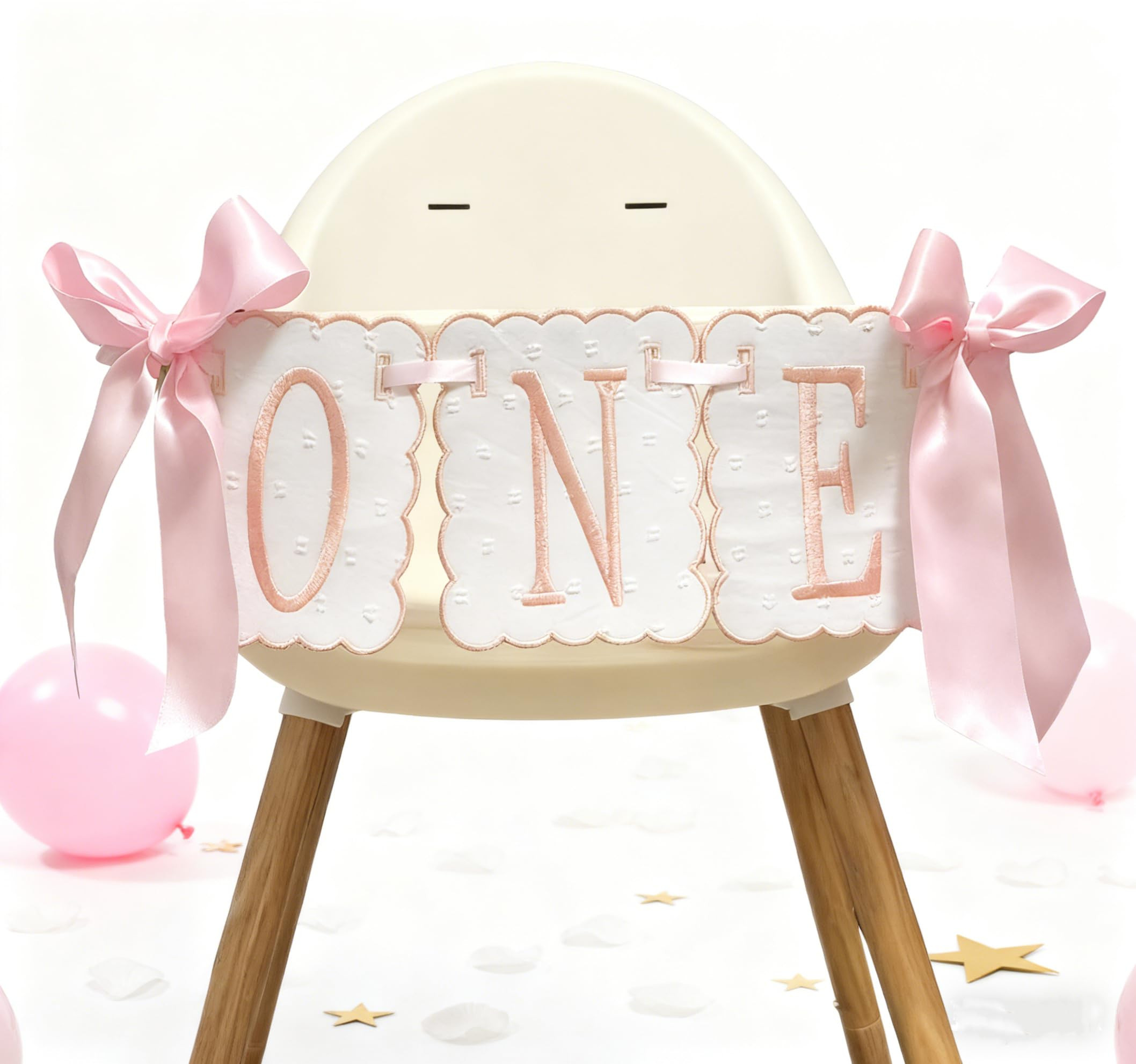 Pink and White Bow ONE High Chair Banner for Girl First Birthday High Chair Banner Sweet One Pink... | Amazon (US)