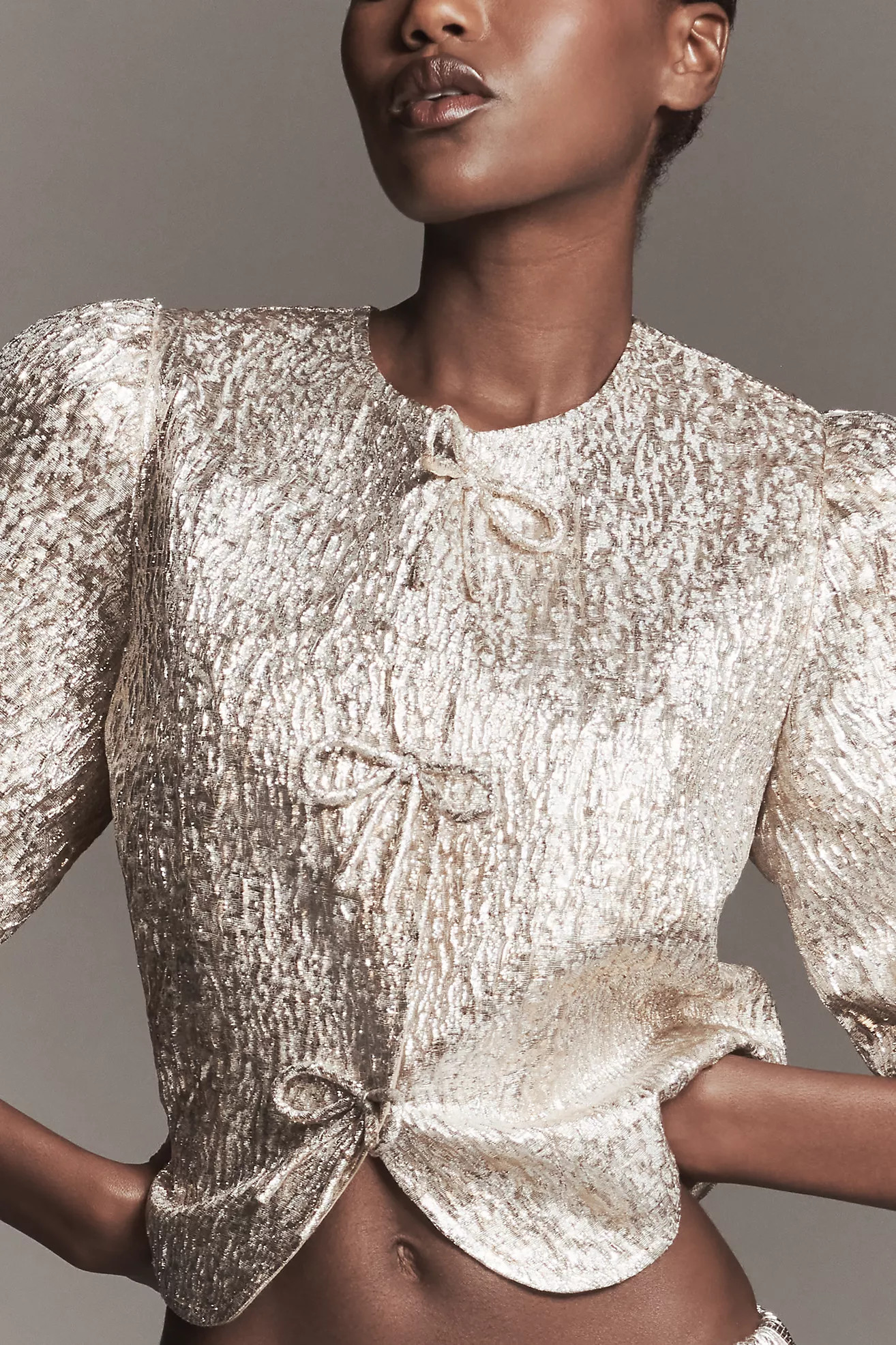 Dolan Left Coast Textured Lamé Crop Lady Jacket | Anthropologie (US)