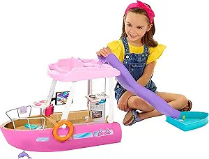 Barbie Toy Boat Playset, Dream Boat with 20+ Pieces Including Pool, Slide & Dolphin, Ocean-Themed... | Amazon (US)