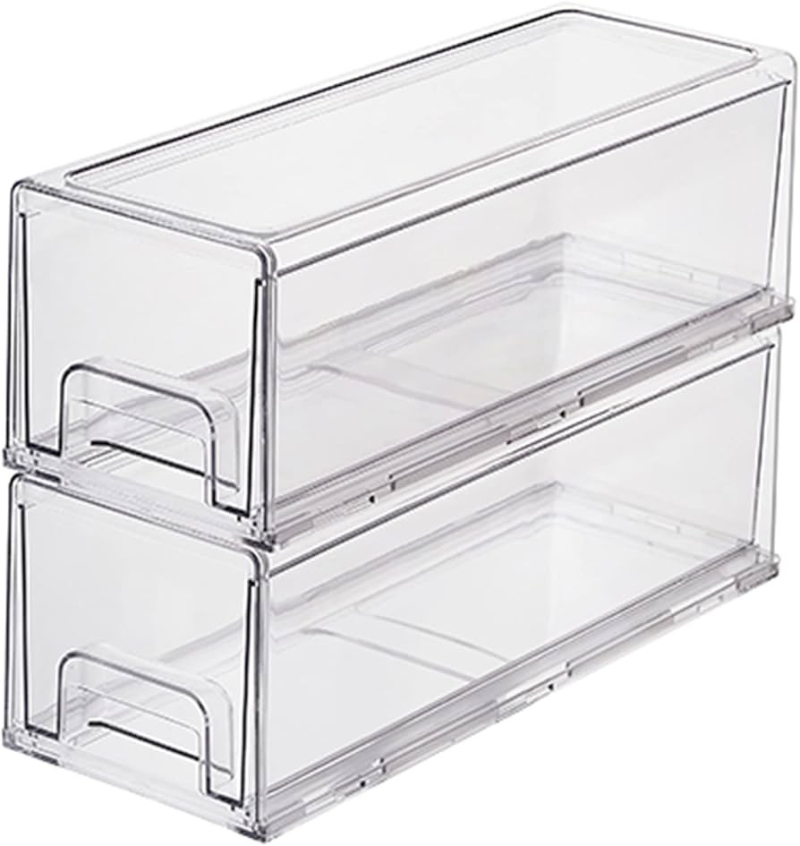 Yatmung Clear Drawers Pull Out Refrigerator Organizer Bins - Stackable Fridge Drawers - Food, Pan... | Amazon (US)