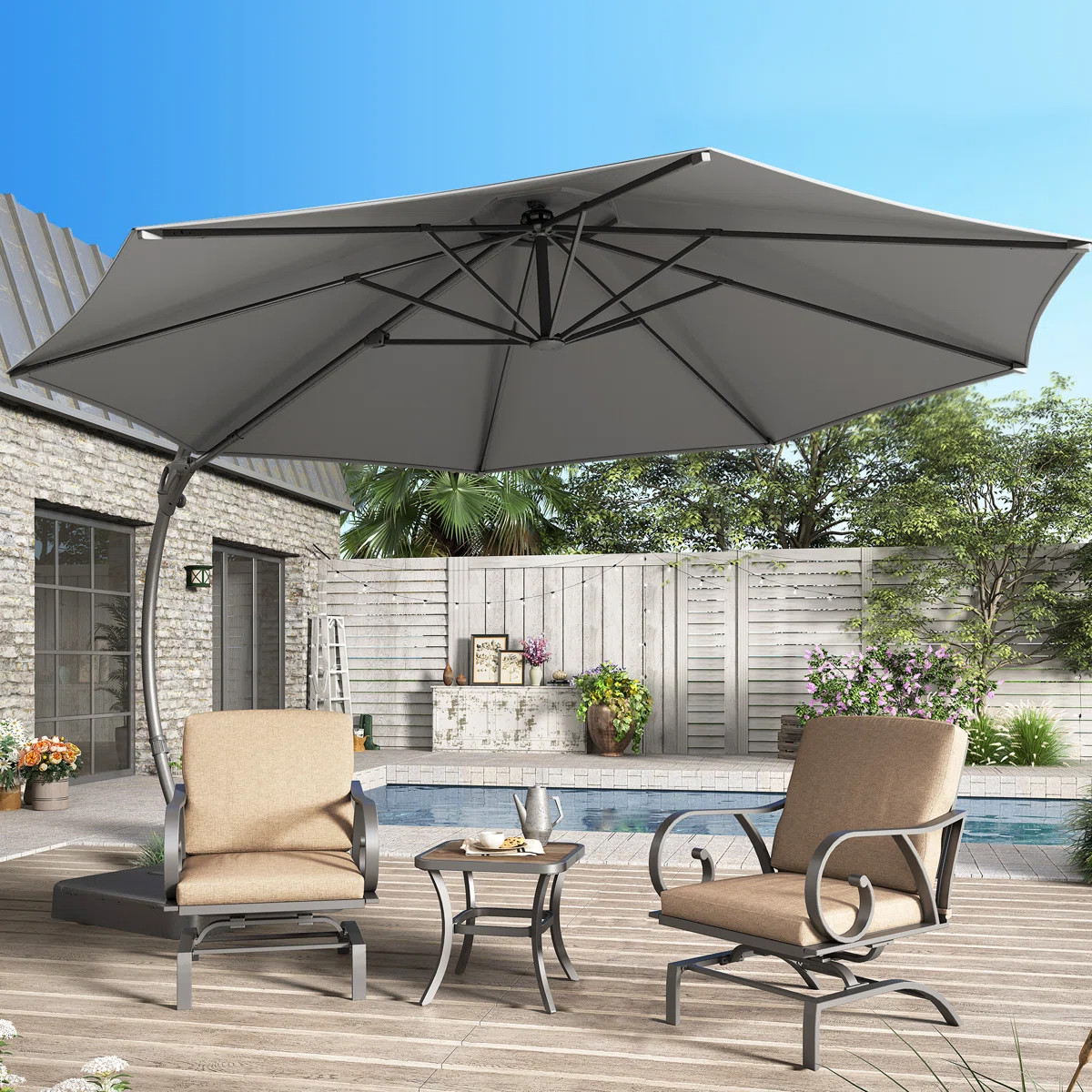 Ebonique Cantilever Umbrella with Base Included | Wayfair North America