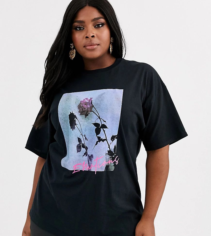 Missguided Plus graphic t-shirt in black-White | ASOS (Global)
