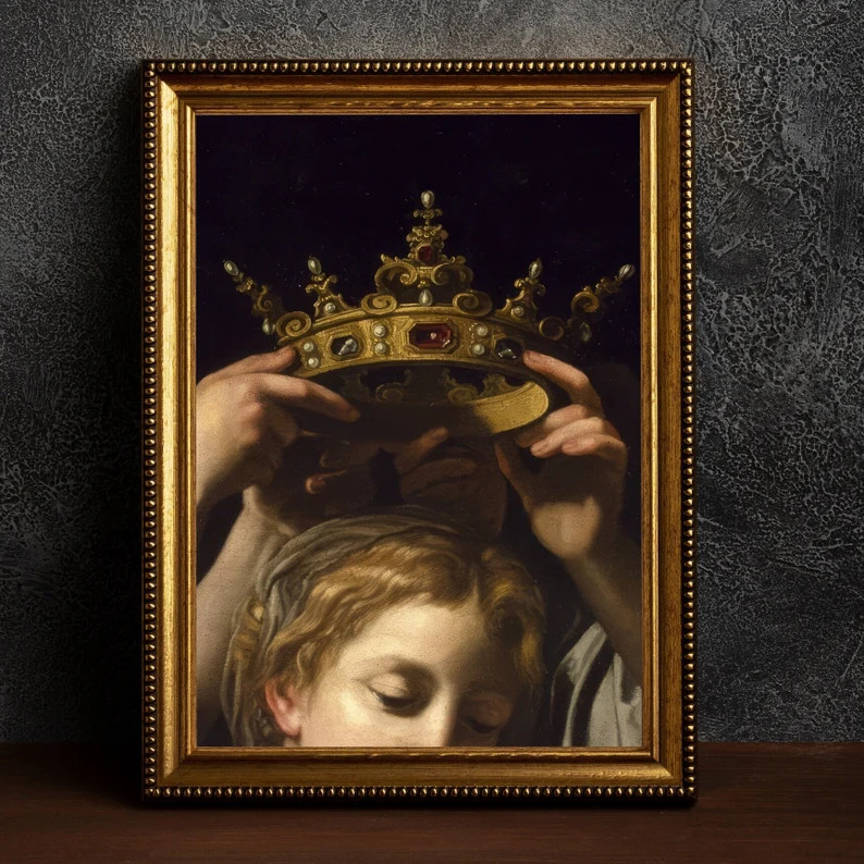 Moody Victorian Woman Crowned Print Dark Aesthetic Decor - Etsy | Etsy (US)