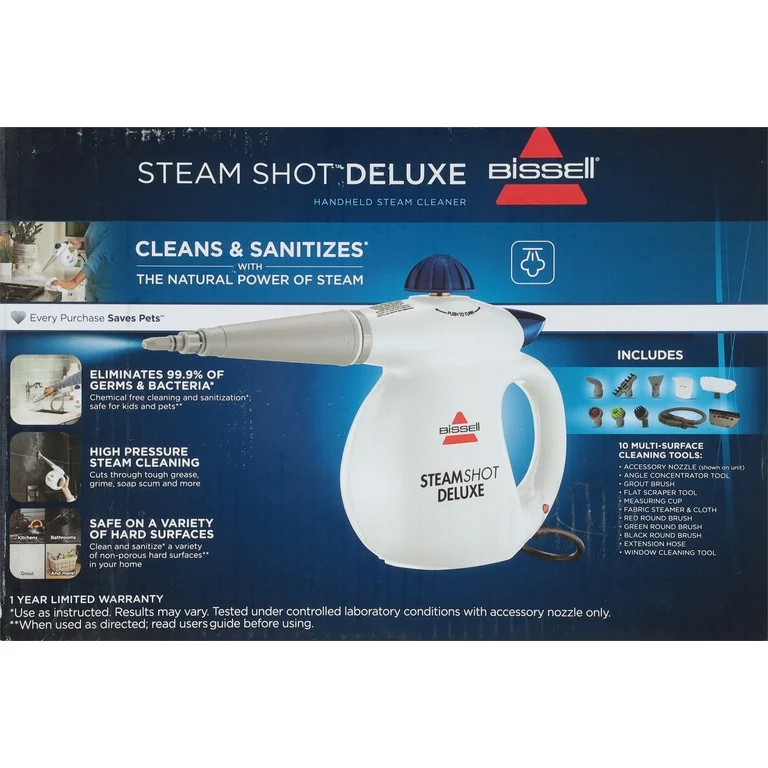 Bissell  Steam Shot Deluxe Hand Held Hard Surface Steamer, White | Walmart (US)