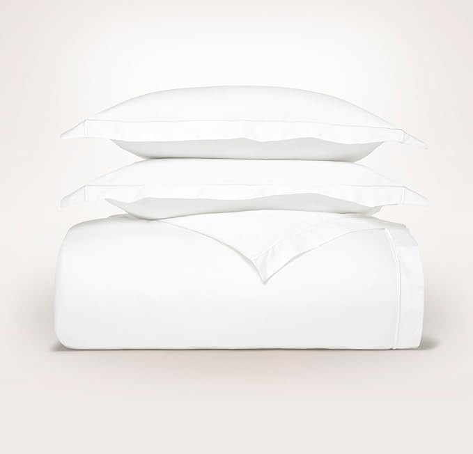 BOLL & BRANCH Signature Embroidered Duvet Set - Full/Queen, White/White - Luxury 100% Organic Cot... | Amazon (US)