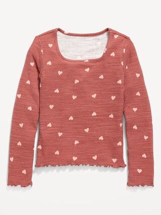 Cozy Rib-Knit Long-Sleeve Printed Top for Girls | Old Navy (US)