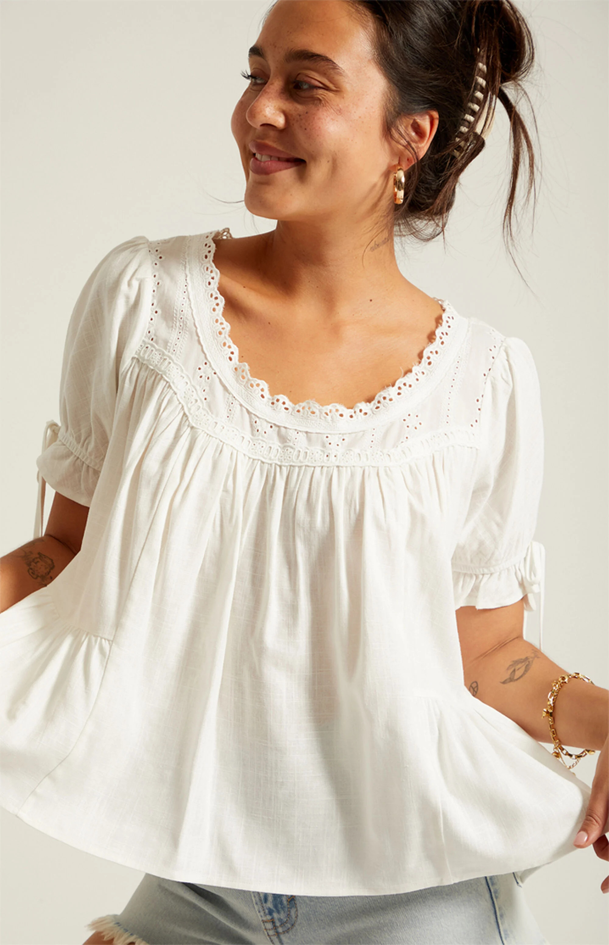 Beverly and Beck Karlie Cottage Core Short Sleeve Top | PacSun