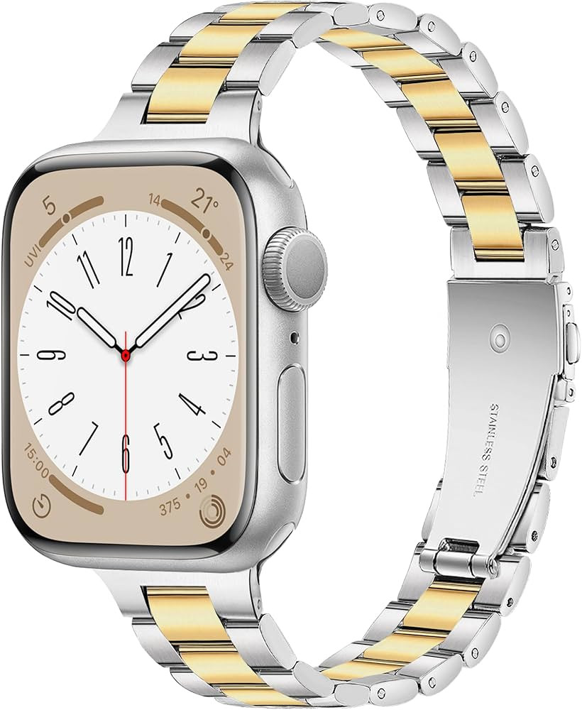 Vamyzji Metal Compatible with Apple Watch Series 10 Strap 42mm 41mm 40mm 38mm for Women/Men, Stai... | Amazon (UK)