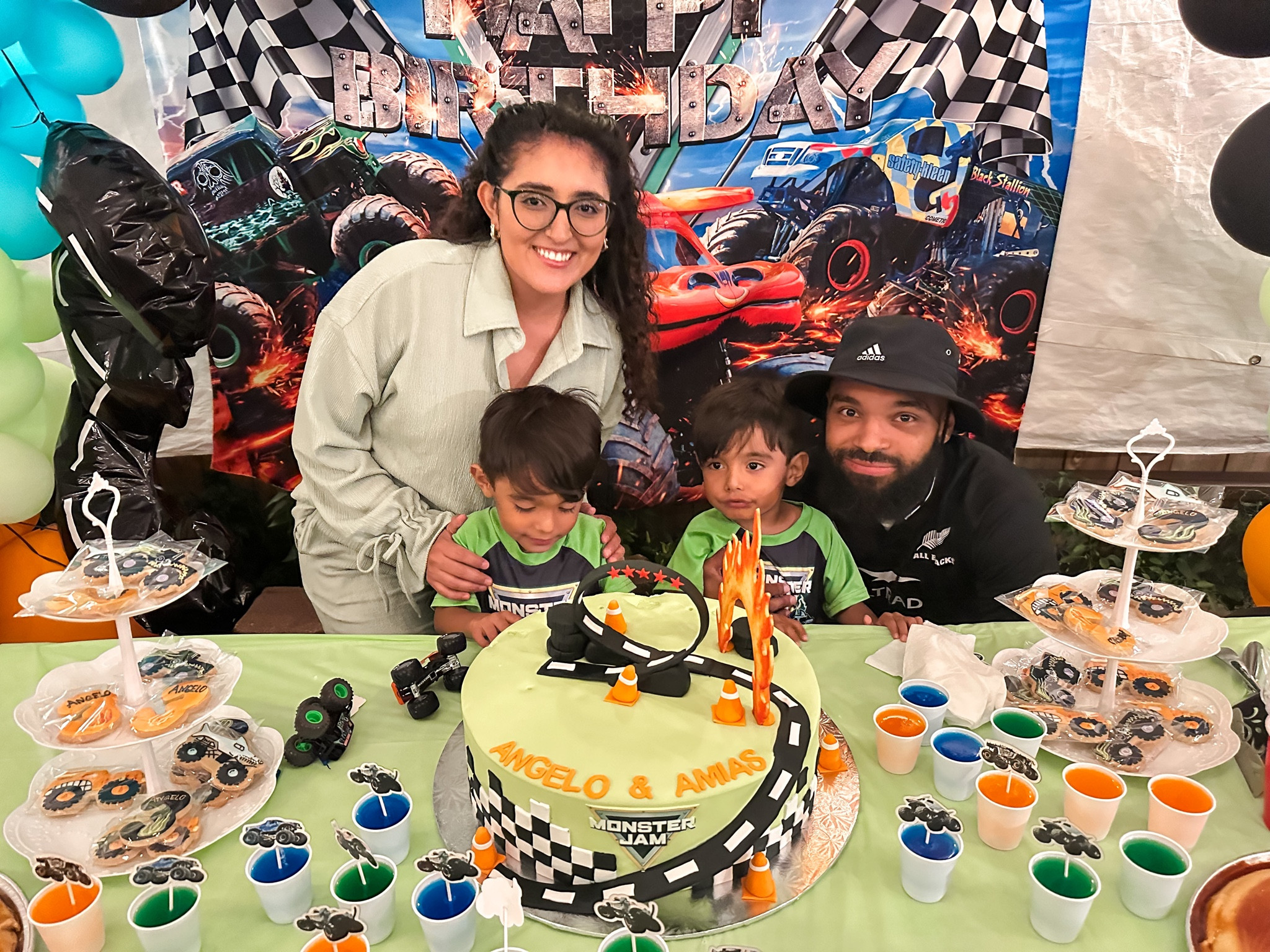 Angelo & Amias Monster Jam party
- balloon garland
- boys theme Birthday party
- monster jam theme party
- green balloon arch
- orange balloon arch
- black balloon arch 

#LTKfamily #LTKkids #LTKSeasonal
