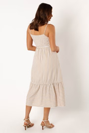 Odette Midi Dress - Beige Stripe | Petal & Pup (US)