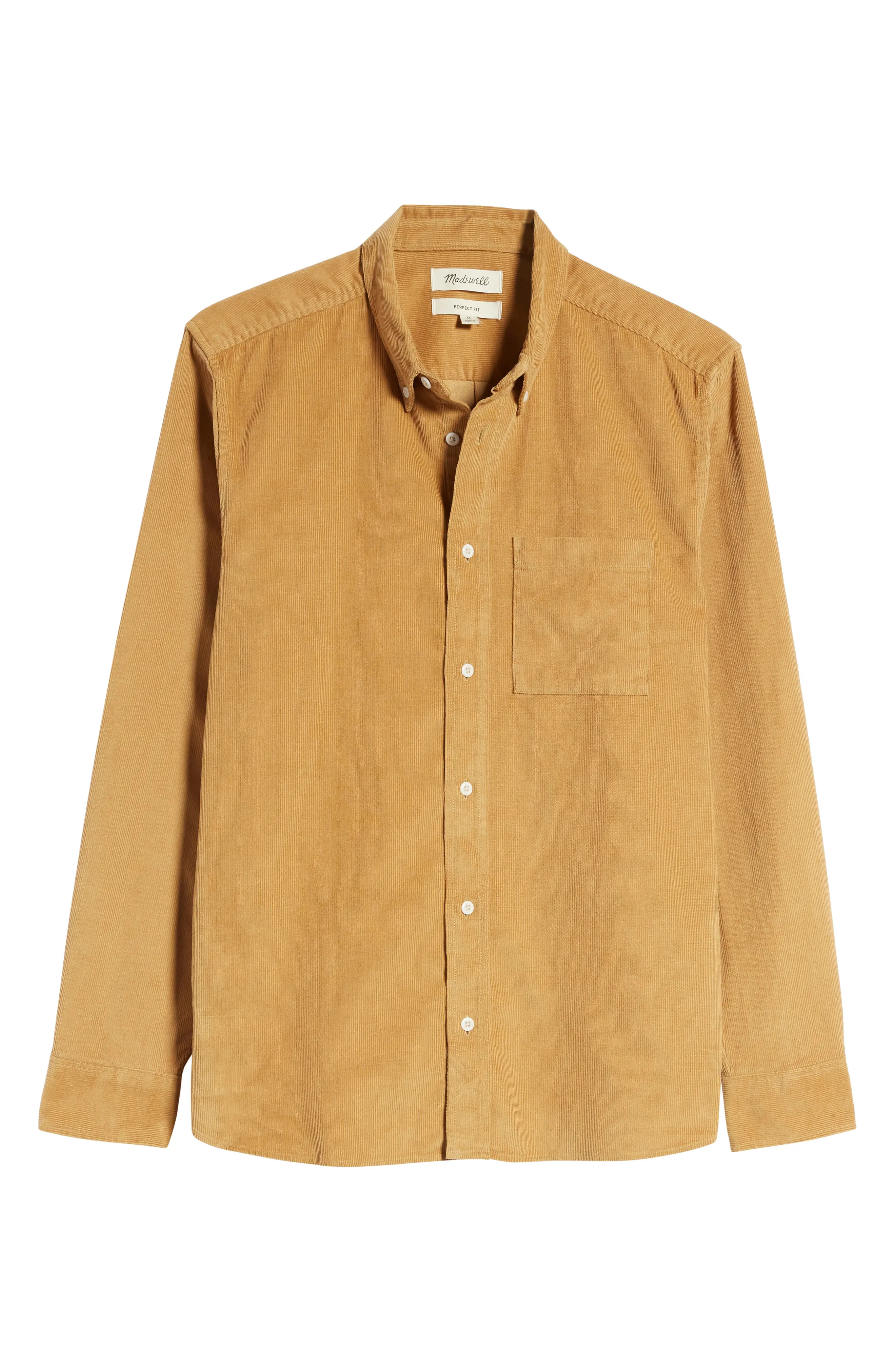 Madewell Corduroy Perfect Button-Down Shirt, Size Large in Antique Plum at Nordstrom | Nordstrom
