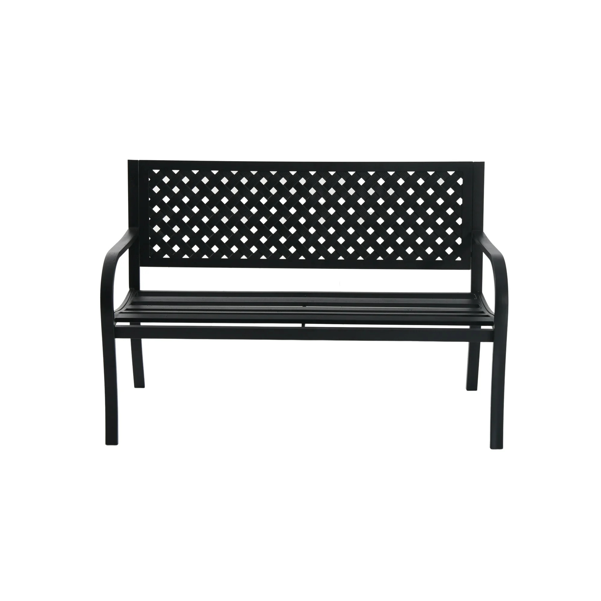 Mainstays Classic Metal Outdoor Garden Slat Bench, Black | Walmart (US)