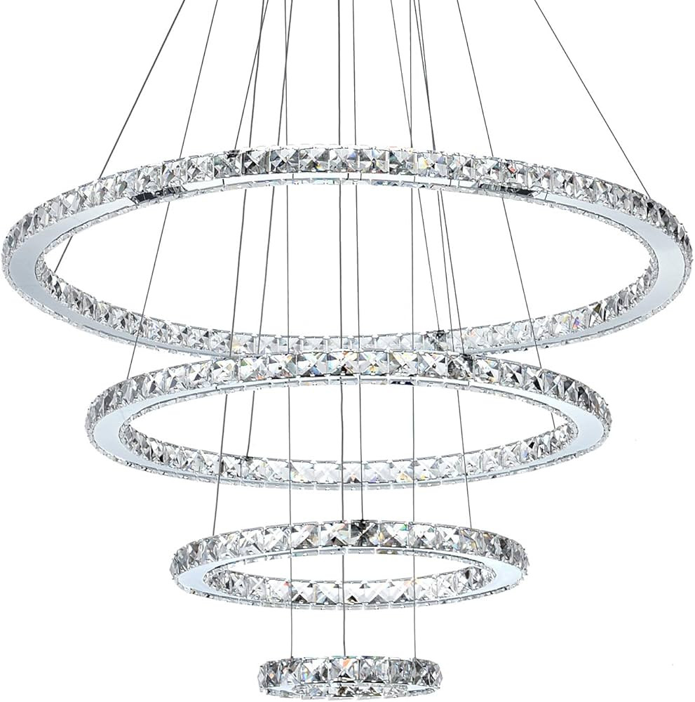 MEEROSEE Crystal Chandeliers Modern LED Ceiling Lights Fixtures Pendant Lighting Dining Room Chan... | Amazon (US)