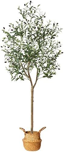 MOSADE Artificial Olive Tree 6 Feet Fake Olive Silk Plant and Handmade Seagrass Basket, Perfect T... | Amazon (US)