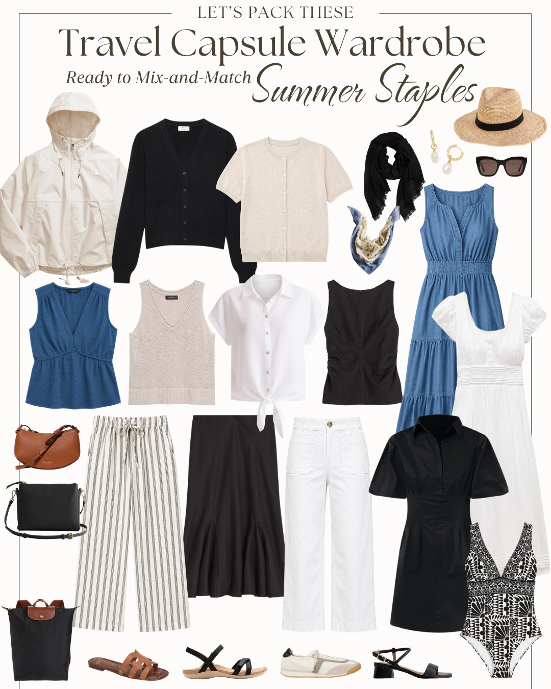 Do you struggle with your travel capsule wardrobe? Half the battle in planning a travel capsule wardrobe is figuring out your staple pieces. Today, YOU ARE IN LUCK! 

➡️ I searched high and low and have found the perfect summer travel capsule wardrobe staples for you. I love these pieces because they are neutral, so it will be easy to incorporate your own style by adding colors and prints. 

➡️ I chose easy to layer outer layers, light tops that don’t require tucking, lightweight bottoms, breezy dresses and smart accessories.

➡️ Simply add a couple of supplemental pieces (or wear these pieces as a capsule as is) and VOILÀ...your winter travel capsule wardrobes are ready to go!

#LTKOver40 #LTKTravel