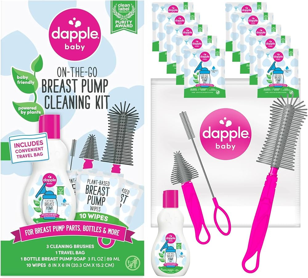 Dapple Breast Pump Cleaning Kit, 3 Baby Bottle Cleaning Brushes, Hypoallergenic & Powered by Plan... | Amazon (US)