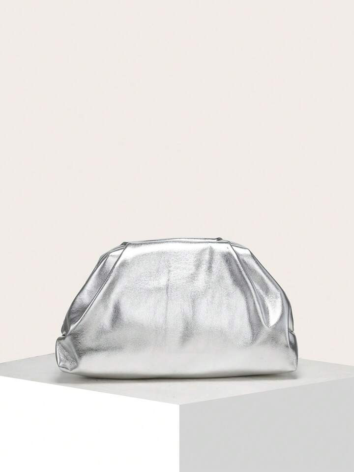 1pc Women's Straw Pleated Striped Cloud Casual Dual-Tone Clutch Bag | SHEIN USA | SHEIN