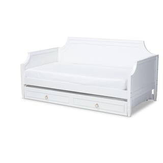 Baxton Studio Mariana White Twin Daybed with Trundle 158-96409654-HD - The Home Depot | The Home Depot
