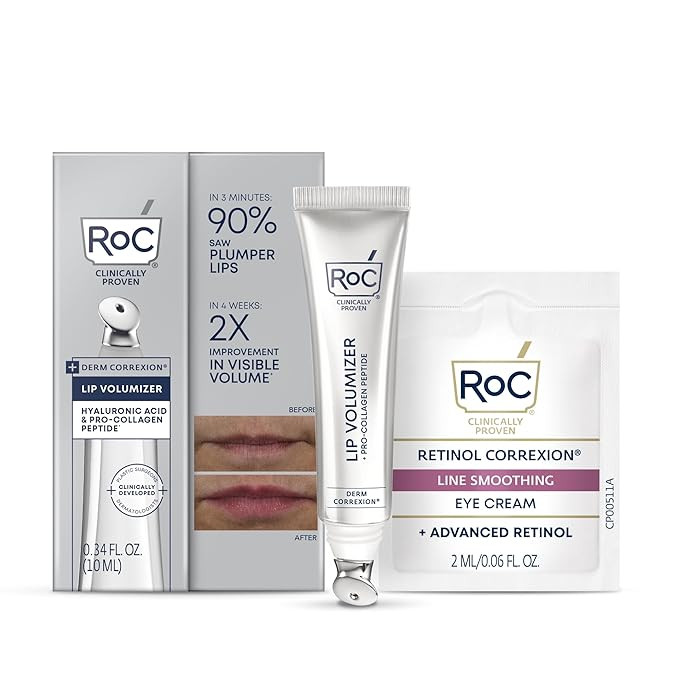 RoC Derm Correxion Lip Volumizer - Lip Plumper Peptide Treatment with Hyaluronic Acid & Vitamin E... | Amazon (US)