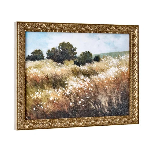 Home Decor Collection Calm Meadow Landscape Wall Art, Nature Canvas Print with Wood Bronze Frame,... | Walmart (US)