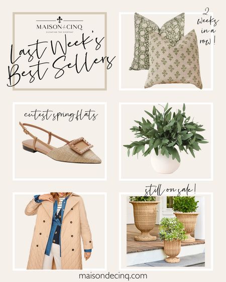 Last week’s best sellers include cute spring flats, wicker planters on sale, my fave faux eucalyptus, the perfect spring throw pillows and more!

#homedecor #springdecor #springoutfit #trenchcoat #fauxbranches 

#LTKhome #LTKover40 #LTKfindsunder50