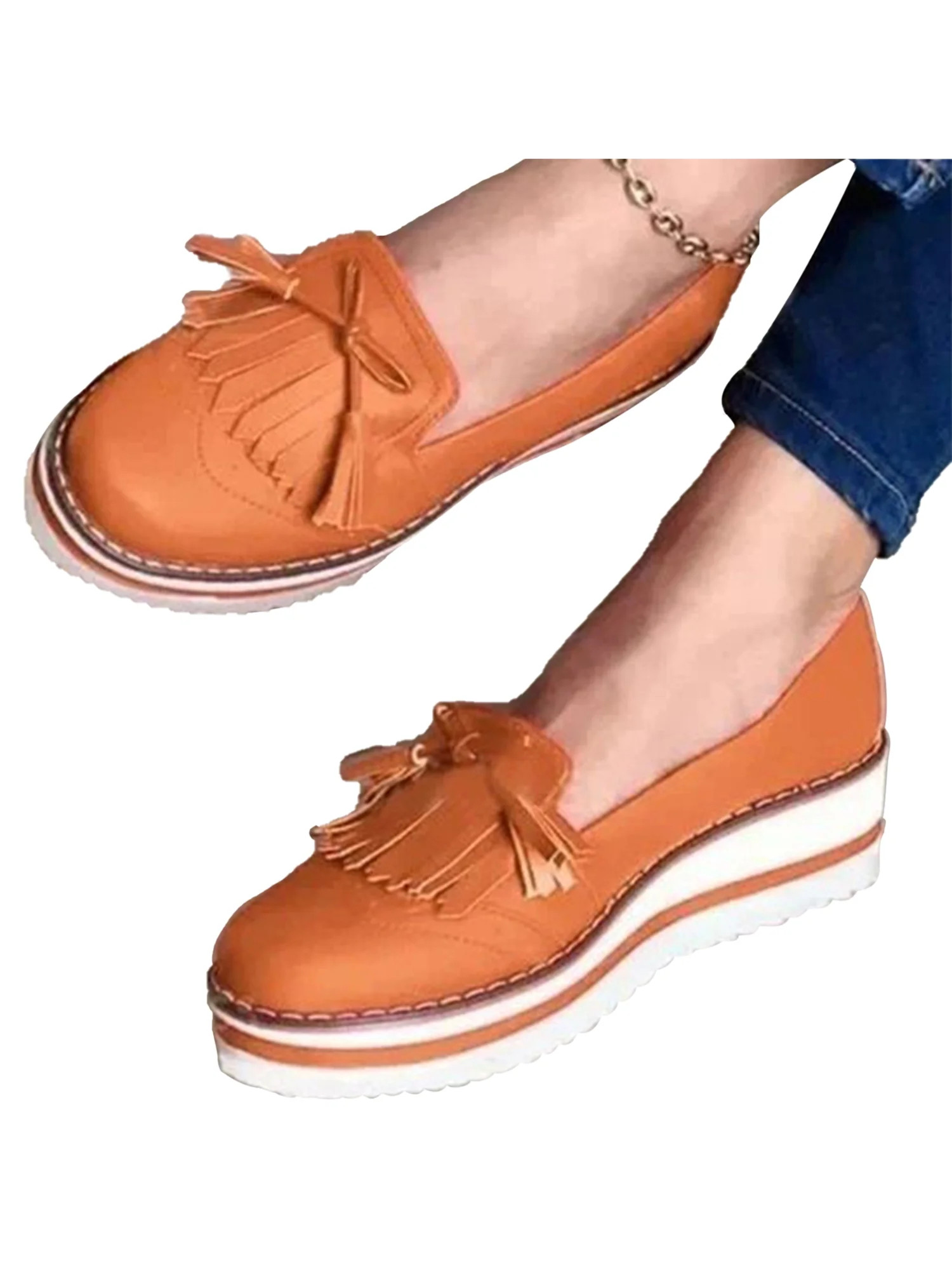 LUXUR SHOES Flats Soft Leather Womens Driving Moccasins LOAFERS Casual Tassels | Walmart (US)