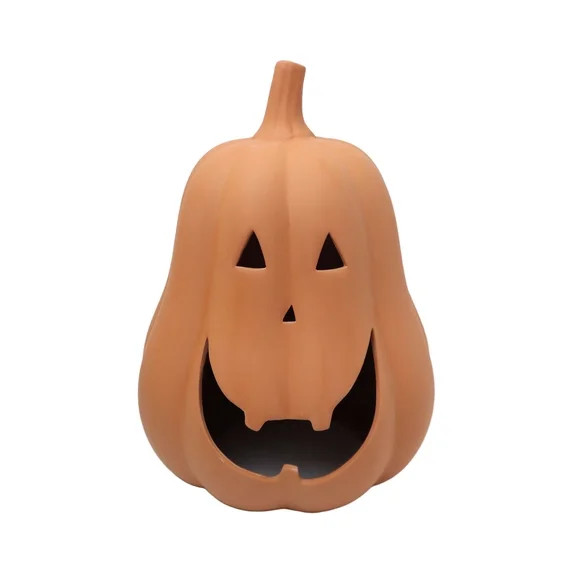 Terracotta Pumpkin Tabletop Decor, 13.5" Height, Terracotta, Halloween Way to Celebrate | Walmart (US)