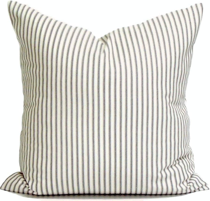 Ticking Stripe Pillowcase Covers French Ticking Decorative Pillowcase Charcoal Throw Pillowcase C... | Amazon (CA)