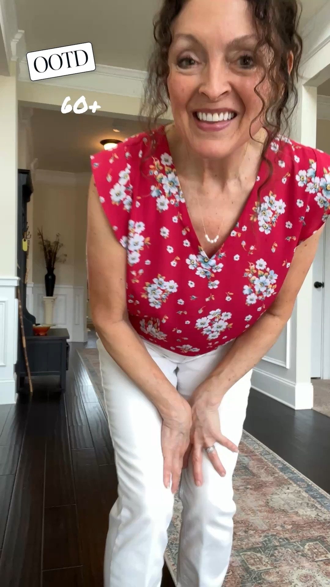 #OOTD 60+
￼ Hosting a ladies brunch, so paired some white jeans with a floaty sleeveless top and some tan sandals.🥰

#LTKootd #LTKOver40