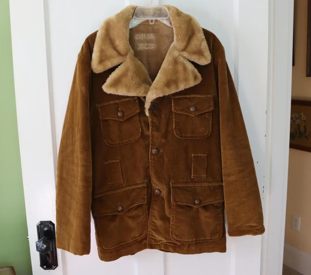 1970s Corduroy Coat With Faux Fur Collar and Lining - Vintage Brown Corduroy Coat - Men's Brown C... | Etsy (US)