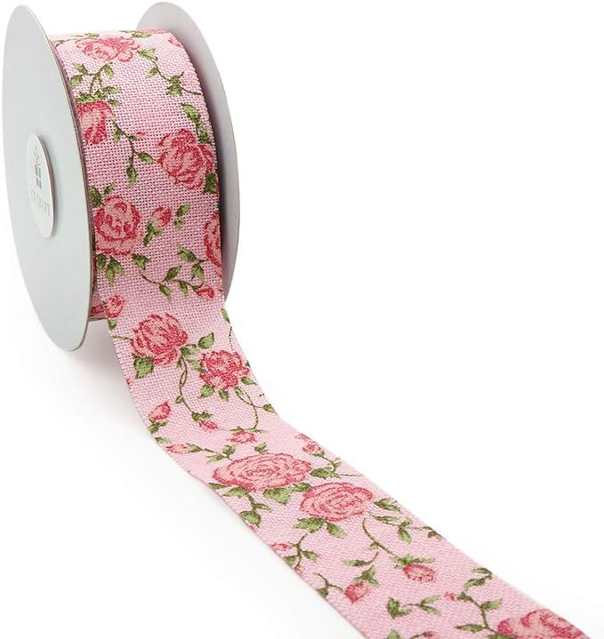CT CRAFT LLC Floral Canvas Cut Edge Ribbon for Home Decor, Gift Wrapping, DIY Crafts, 33 mm x 10 ... | Amazon (US)