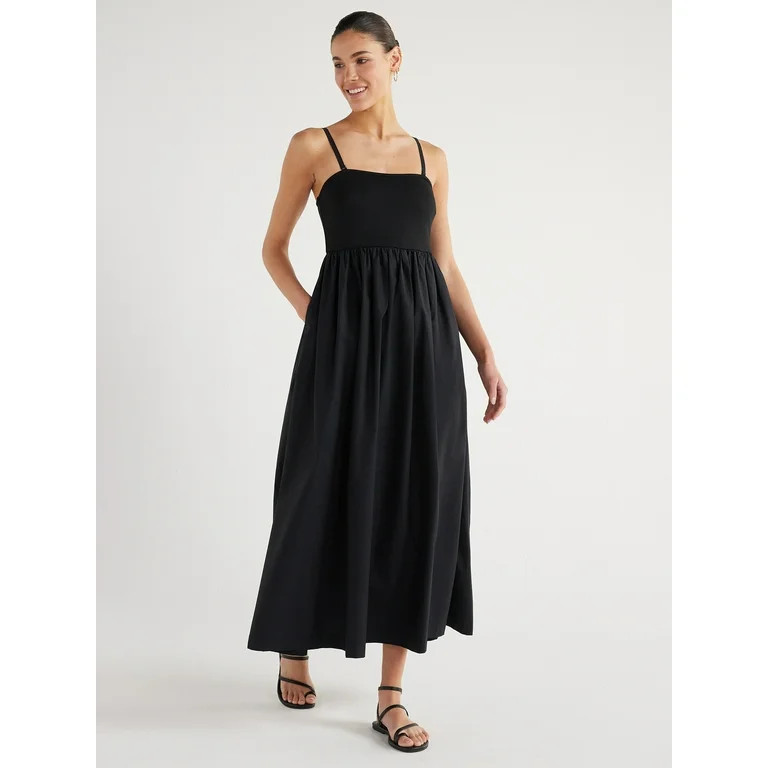 Scoop Women’s Mixed Fabric Maxi Dress, Sizes XS-XXL | Walmart (US)