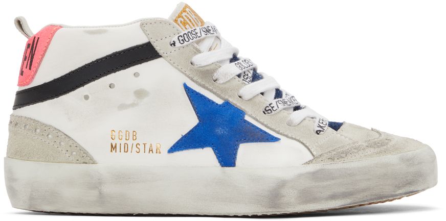White & Grey Mid Star Sneakers | SSENSE