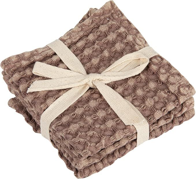Bloomingville Square Cotton Waffle Weave, Set of 3, Brown Dish Cloth, Purple, Small | Amazon (US)