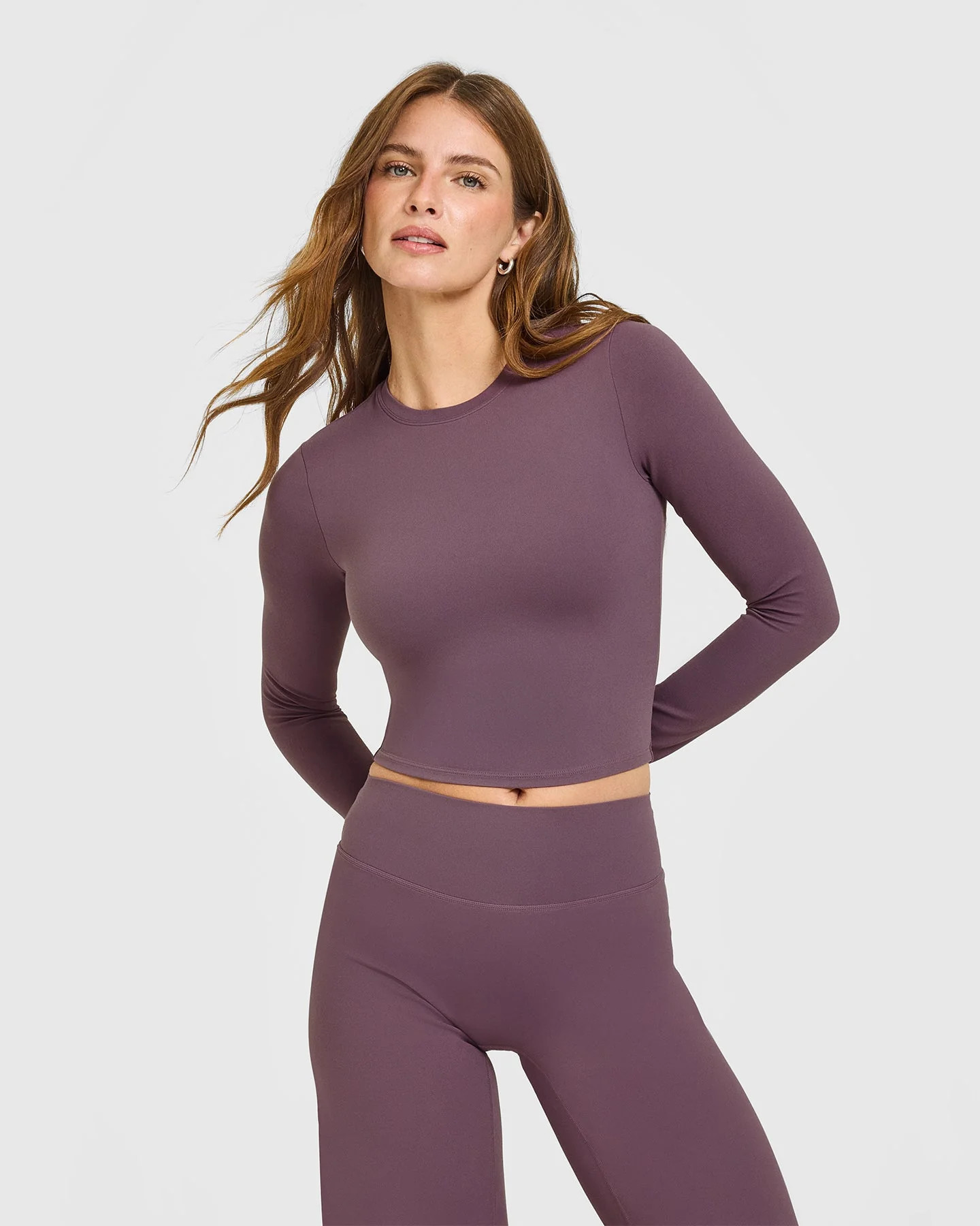 SoftMotion™ Long Sleeve Mid Top with White Logo 
 Vintage Purple | Oner Active (UK / US)