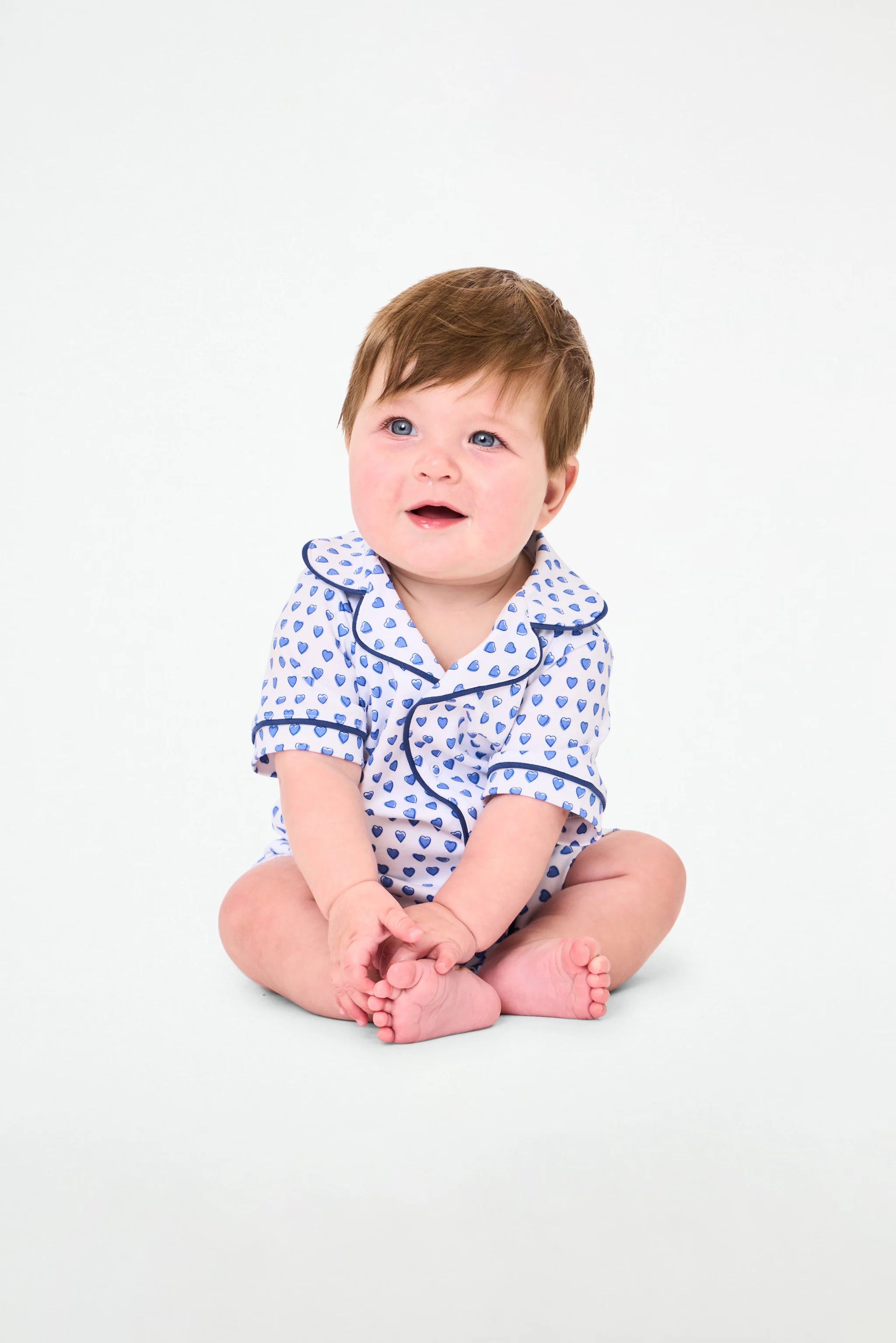 Infant Hearts Polo Onesie BLUE / 6-9M | Roller Rabbit