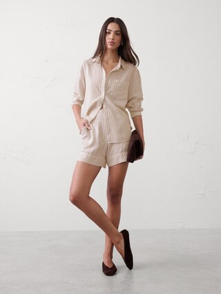 Linen-Blend High-Rise Pull-On Short | Banana Republic Factory