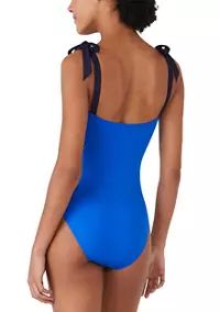 Shirred Square Neck One Piece Swimsuit | Belk
