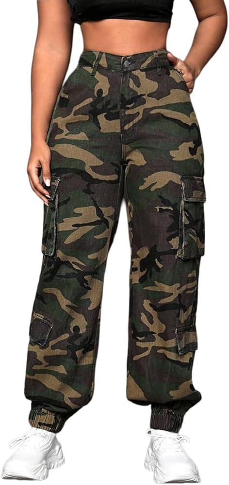 Women's Cargo Jogger Camo Pants with Pockets High Waist Slim Casual Tapered Camouflage Combat Hik... | Amazon (US)